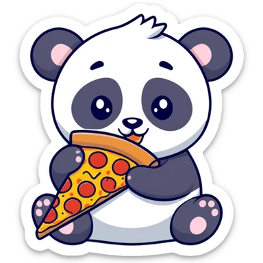 Panda eat pizza sticker
