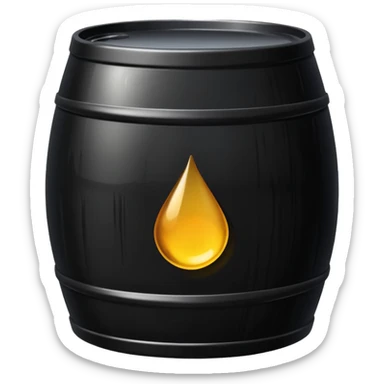 generate an ultra realistic black metal barrel without rust and with a black drop of oil on it sticker