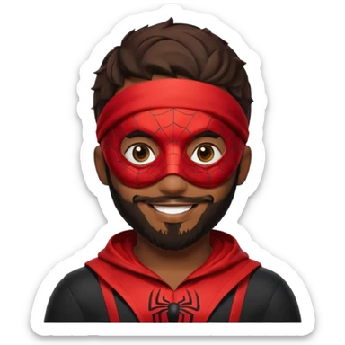 Miles Morales with beard, eye mask, low fade sticker