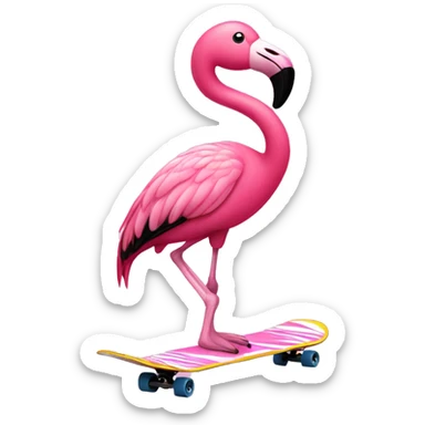 Pink flamingo on skateboard sticker
