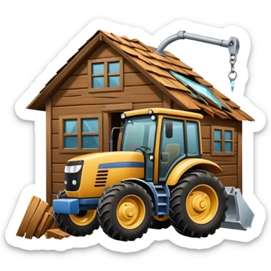 Tractor crash into house sticker