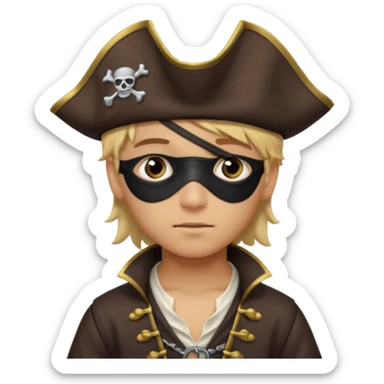 light brown hispanic boy with blond hair that is dressed as a pirate sticker