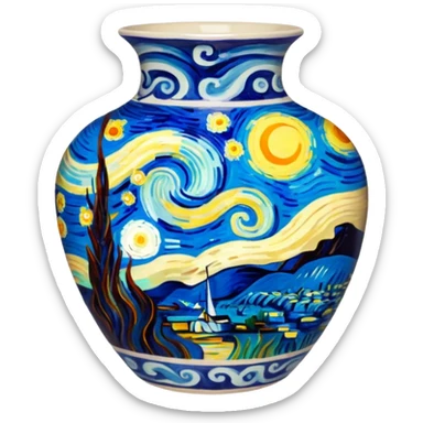 Vase with a Van Gogh painting on it sticker