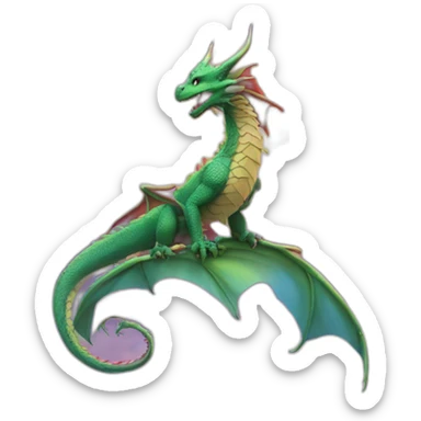 Dragon rose devant un arc en ciel sticker