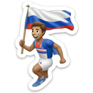 Un athlète courant avec le drapeau de la France sticker