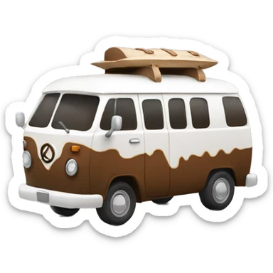traveling 3d brown and white hippie van sticker