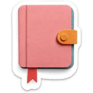 a pink diary with ribbon, paper craft style sticker