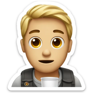 a emoji with a coffee and tired sticker