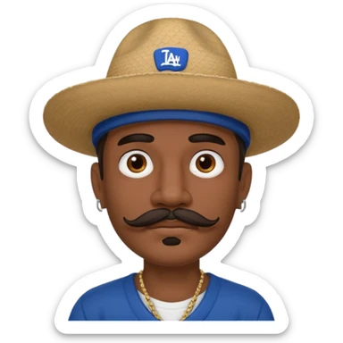 Mexican man with mustache, dodger hat, and face and neck tattoos  sticker