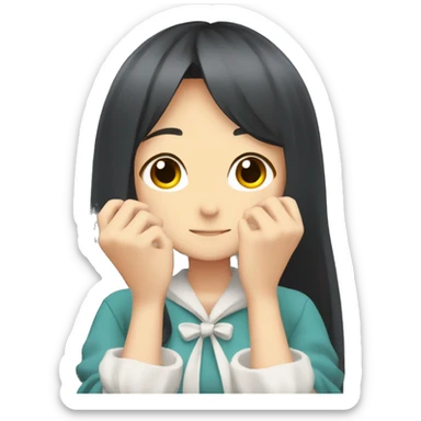 Anime girl using hands to make the shape of a heart sticker