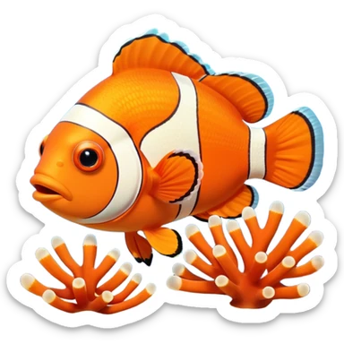 Clown fish with coral in an aquarium sticker