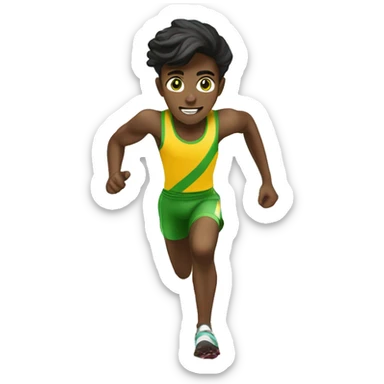 Green eye brunette teenage boy running track  sticker