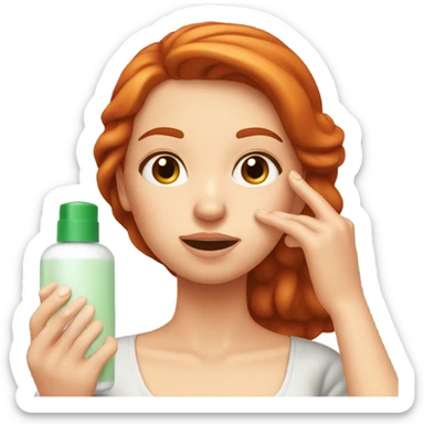 redhead girl takes care of her skin sticker