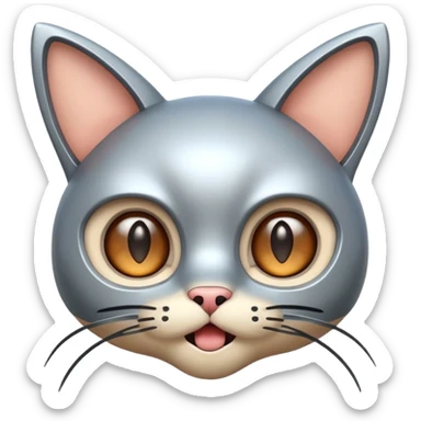 robot looking surprised with cat ears and looks funny sticker