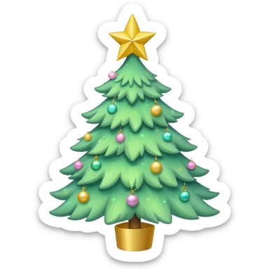 a pastel green christmas tree a yellow star sticker