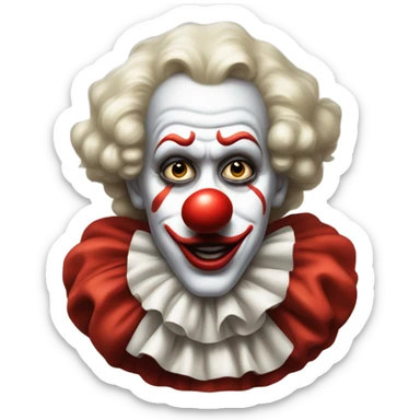 clown biting their lip in fear sticker