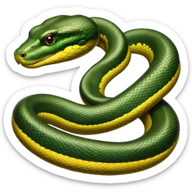 A photo-realistic digital illustration of a Green Anaconda, chest upward, with a broad, flat head, muscular body, and high-set eyes. Its olive-green body is covered with symmetrical, bold black oval spots, and its smooth, glossy scales highlight its large, powerful build. sticker