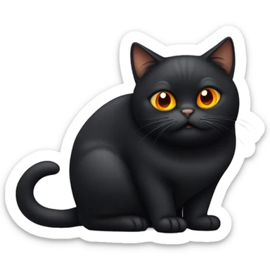 Fat black cat with orange eyes sticker