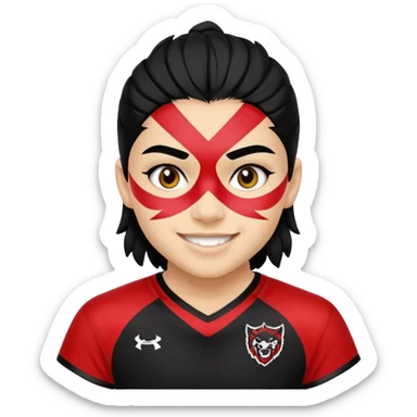 A black hair teen supporter with bold full-face paint, smiling with fierce team spirit. blonde hair sticker