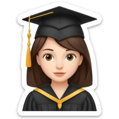 Brunette with graduation sticker