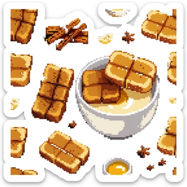 torrijas, Spanish sweet dish, fried bread slices soaked in milk and honey with cinnamon sticker