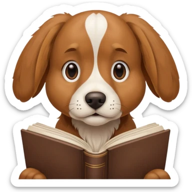 Reading book dog sticker