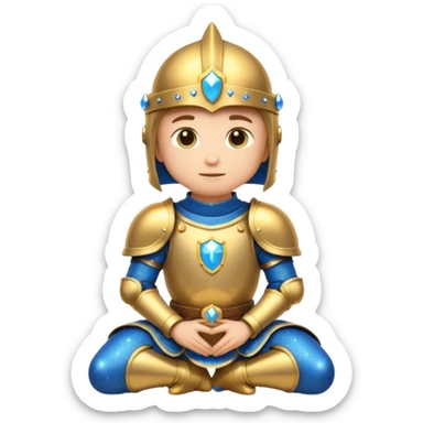 knight kneeling with sparkles, cute and round, emoji style, no text sticker