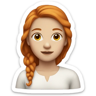 girl with ginger hair and brown eyes. white skin.  sticker