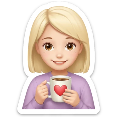 Cute girl smiling with gratitude, holding a glass mug of Nescafe, saying “Teşekkür ederim”, warm cozy home background, soft pastel colors, kawaii style, heart details, WhatsApp sticker style, transparent background sticker