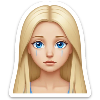 beautiful white girl with long straight blonde hair blue eyes crying  sticker