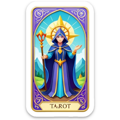 fantasy magic tarot card low poly sticker