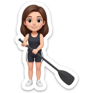 Brown hair women rowing sticker
