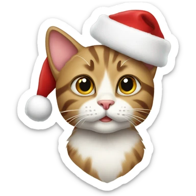 kitty with christmas hat sticker