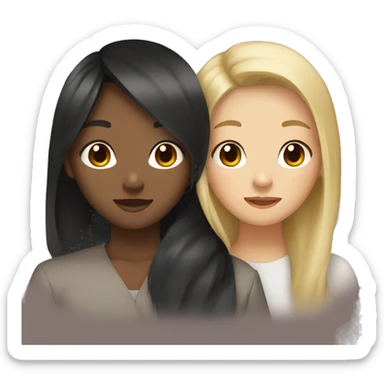 Black with relaxed hair and asian girl brown and blonde hair huging sticker