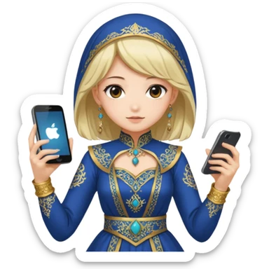 anime girl with persion crawl custome dress and smartphone sticker