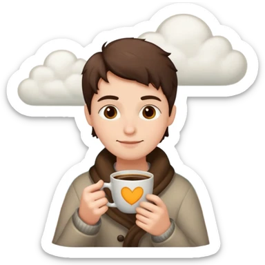 cloudy morning drinking coffee sticker