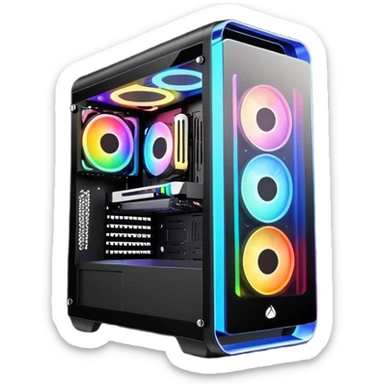 a black gaming pc with rgb lights  sticker