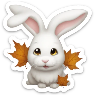 autumn cozy white rabbit sticker