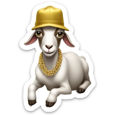 A Goat with gold chains and money and a cap  sticker