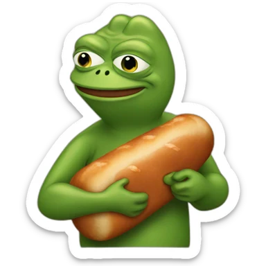 pepe holding sausage for js sticker
