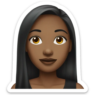 black woman with black long hair and a nice top sticker