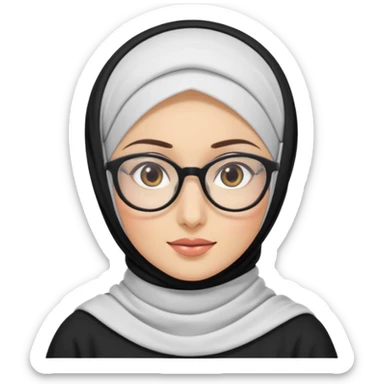 hijabi with fair skin and big glasses she has light eyes sticker