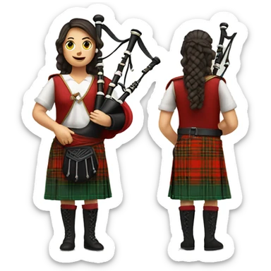 Female Bagpipe player red kilt sticker