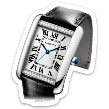 Silver cartier tank with black strap sticker