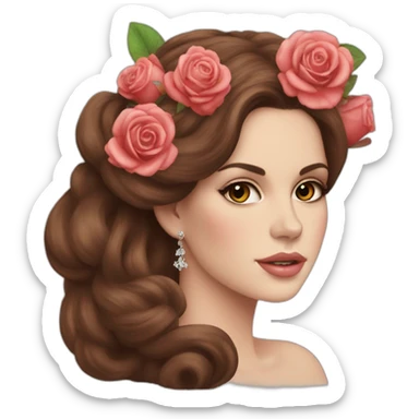 Lana del Rey with roses on hair sticker