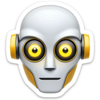 Prompt 13: "…how AI will change the job market."
Graphic: 🤖 Robot head icon (white) glowing yellow eyes.
Animation: Robot pulses with glow.
Background: Transparent.
 sticker