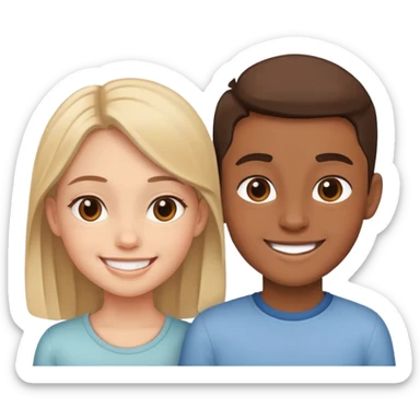 smiling girl and boy duo sticker