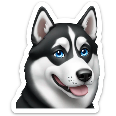 Black and White Husky with one blue eye sticker