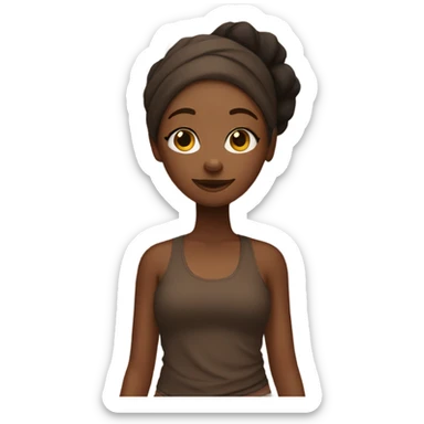 Black girl in brown yogo set  sticker
