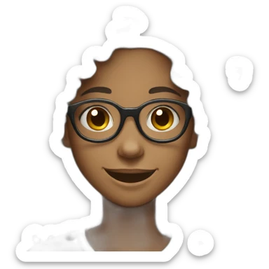 smiling black teenager girl with long black curly hair and round glasses sticker